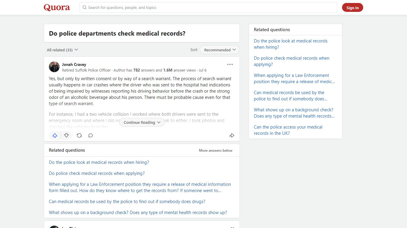 Do police departments check medical records? - Quora